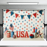 Aperturee - Aperturee Red Blue And White American Flag Cake Smash Backdrop